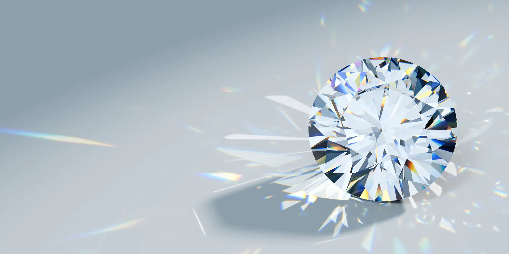 A round brilliant cut diamond sparkling, demonstrating diamond fire and sparkle.